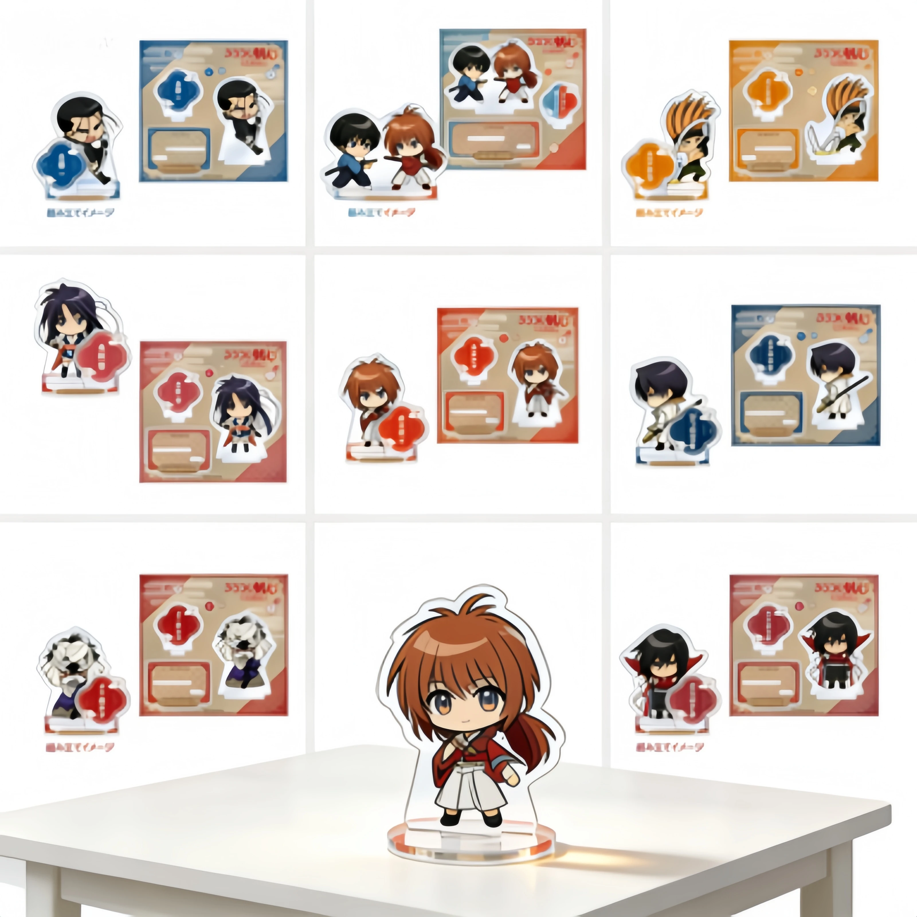 Soporte de Acrílico Rurouni Kenshin Himura Kenshin Myoujin Yahiko Sagara Sanosuke, Artículos de Anime, Exhibición de Escritorio, Versión Q, Llaveros de Regalo, 10cm