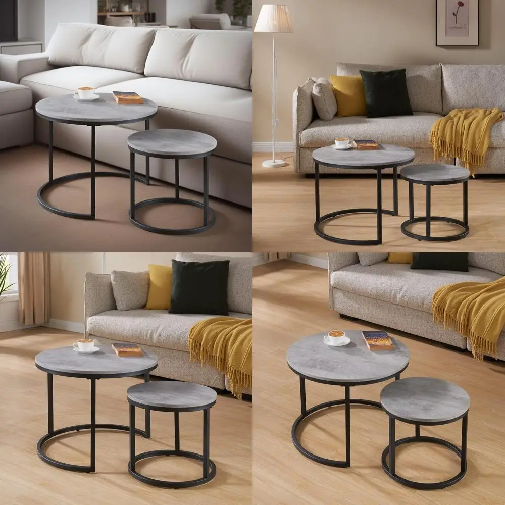 

Современный промышленный 24-разовый журнальный столик из серого искусственного бетона, компактная акцентная мебель