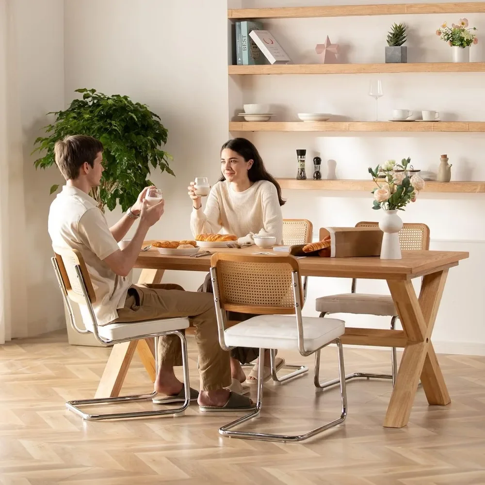 Juego de sillas de comedor medievales modernas, Asientos tapizados, sillas laterales de terciopelo de ratán para comedor y cocina, Juego de 2 piezas