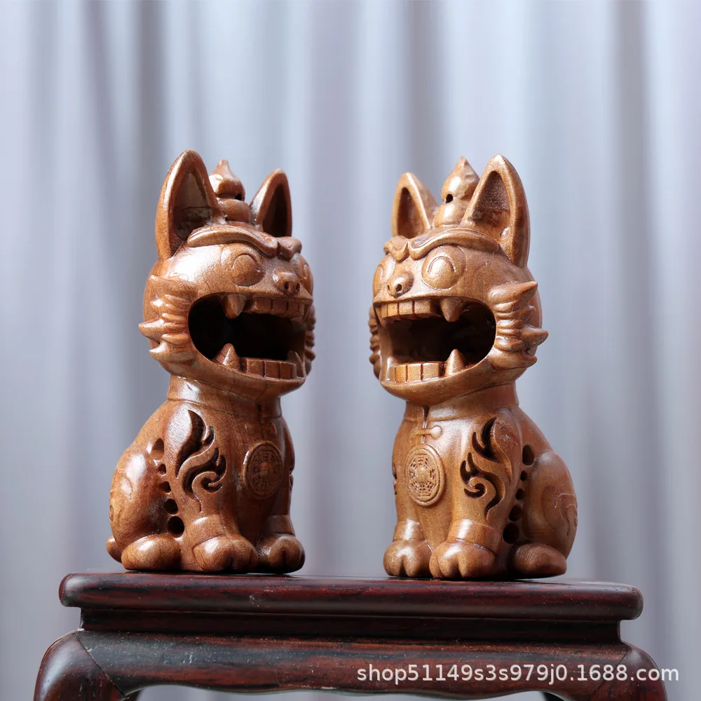 Natural Lightning‑Struck Jujube Wood Carved Wealth Wamao Figurine Wenwan Hand Piece Creative Home Office Wood Craft Ornament