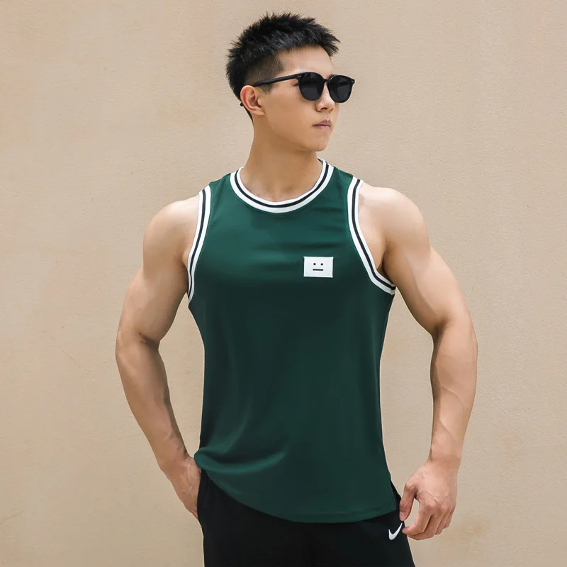 T-shirt, Sports Vest Men Summer Perforated Breathable Casual Quick Drying Sleeveless Top Muscle Fitness Training Basketball Suit