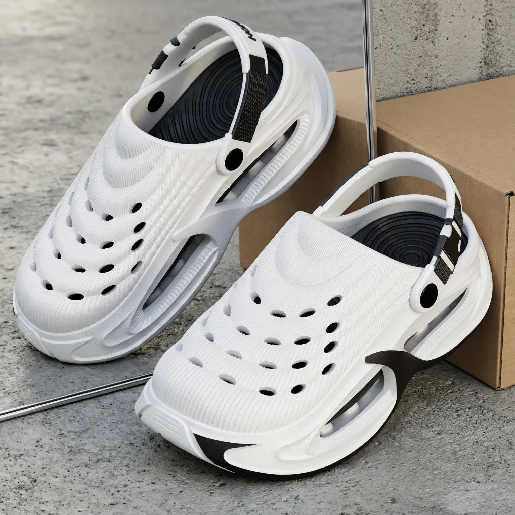 Neue Lochschuhe für Herren im Sommer, dicksohlig, rutschfest, atmungsaktive Fahrersandalen, langlebige und modische Strandschuhe. – Detail 34