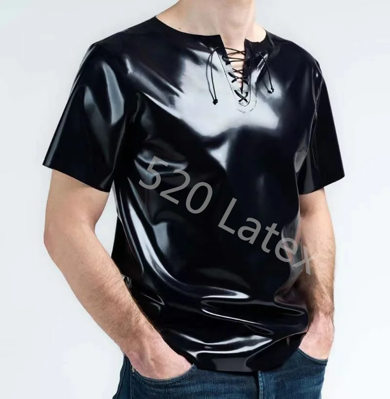 

Handmade Natural Rubber Latex T-shirt Short Sleeve Fetish T-Shirt Custom Made