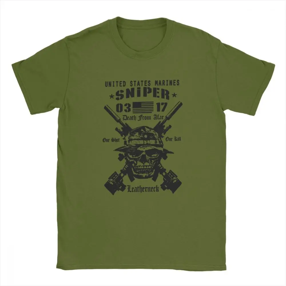 Adult Tops Men T Shirt USMC Scout Sniper Tee Shirt US Marines MOS 0317 Combat Arms Unique Short Sleeve Crew Neck Cotton T-Shirts