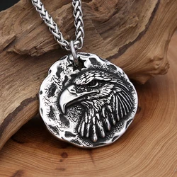 New Arrival Domineering Eagle Head Pendant Necklaces For Man 316L Stainless Steel American Animal Necklace Punk Biker Jewelry