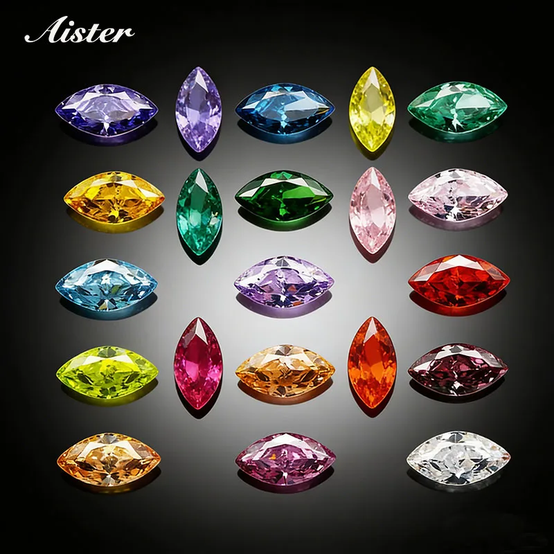 

Top Colors Marquise Crushed Ice Cut High Carbon Diamond Cubic Zirconia Gesstome 4K Cutting 5A Grade Quality CZ Lab Zircon Stones