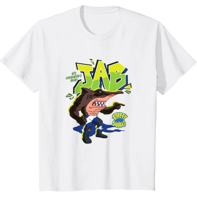 

Street Sharks - Jab It's Hammerin' Time Gift Short Sleeve t shirt Vintage Graphic Tee 100% cotton printed clothes All size Tops