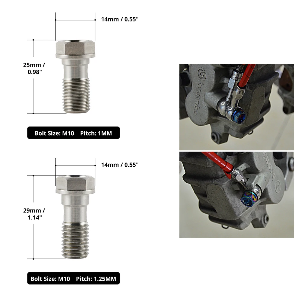 Titanium Banjo Bolt M10 x 1.0 M10 x 1.25 Pitch For KTM Yamaha Suzuki Kawasaki Honda BMW Ducati 25/30MM Thread