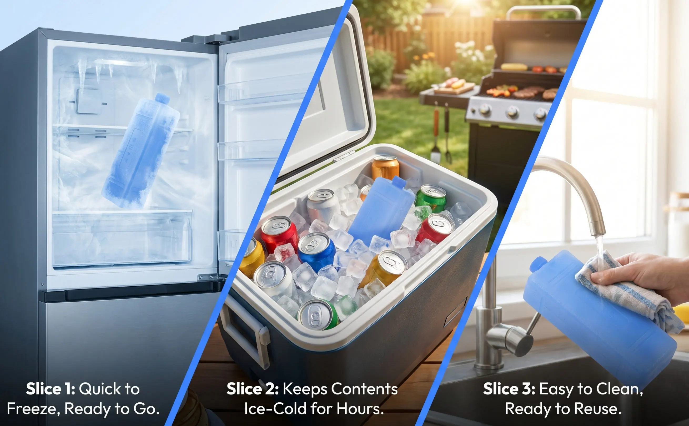 10Pcs Reusable Ice Packs Blue Freezer Blocks Small Ice Cooling Packs for Cooler Air Conditioner Fan Outdoor Picnic Food Storage