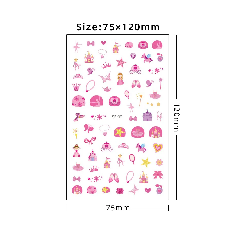 Cartoon Prinses Nagel Stickers Voor Kinderen Diy Nail Art Decoratie Meisjes Make-Up Nagel Stickers Kawaii Manicure Folie Nail Art Stickers