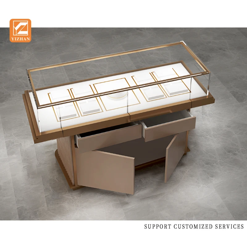 Custom.Elegant Foldable Jewelry Showcase with Lights Display Case for Showoffs