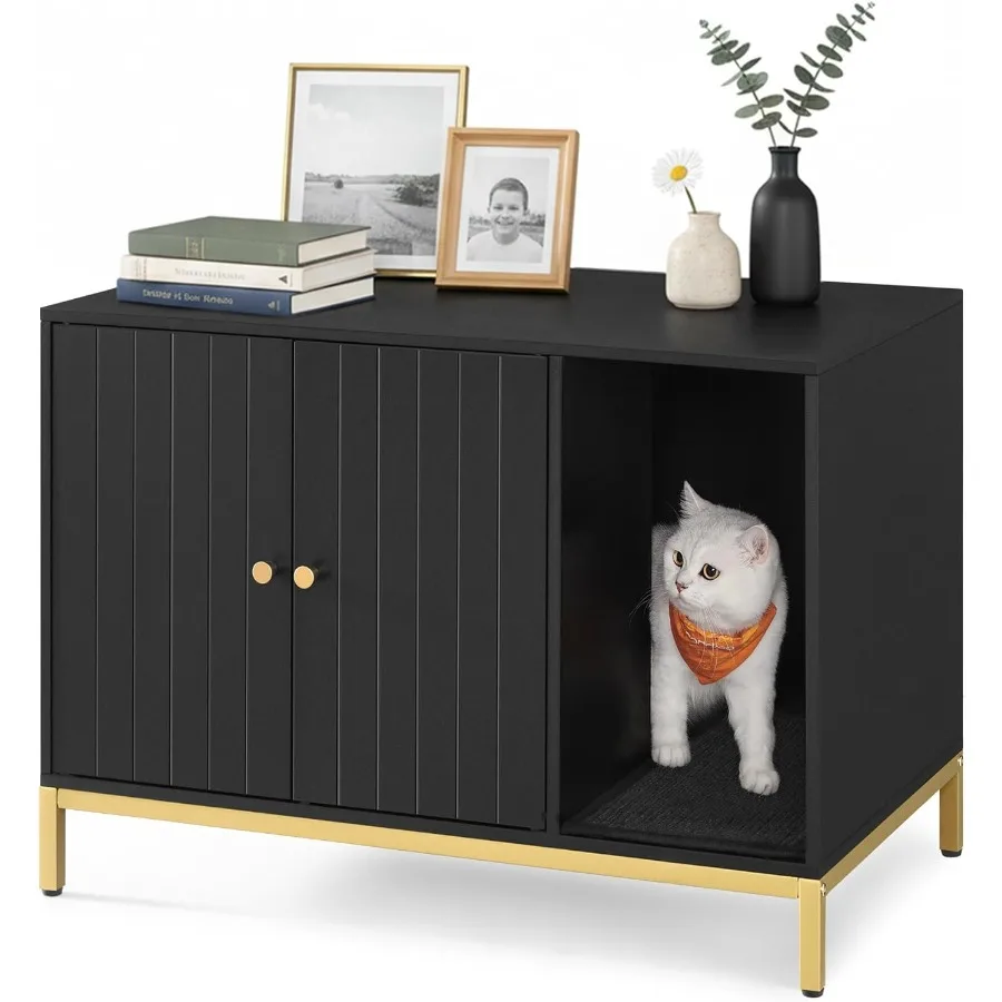 

Modern Litter Box Enclosure Designed for Seamless Home Integration with Hidden Cat Litter Box Built-in Scratching Mat Tall Legs