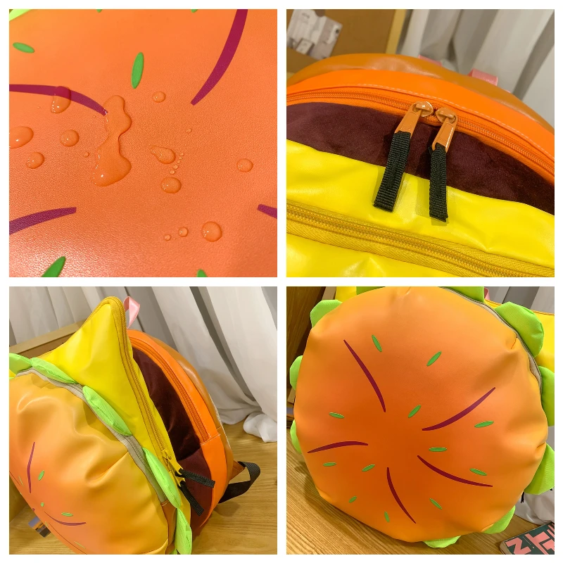 Cartoon Cute Multi-storey Hamburger Travel Backpack Women Large Capacity Personality Waterproof School Backpacks for Girls Gift image 6