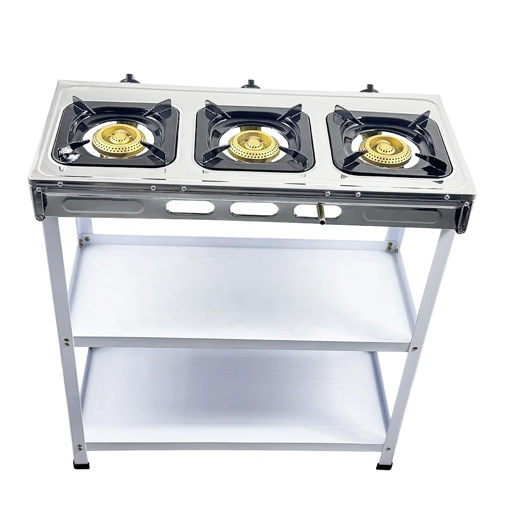 Freestanding     Stove 3 Burner lpg     Stove with Stable Steel Rack Ideal for Large Scale Cooking