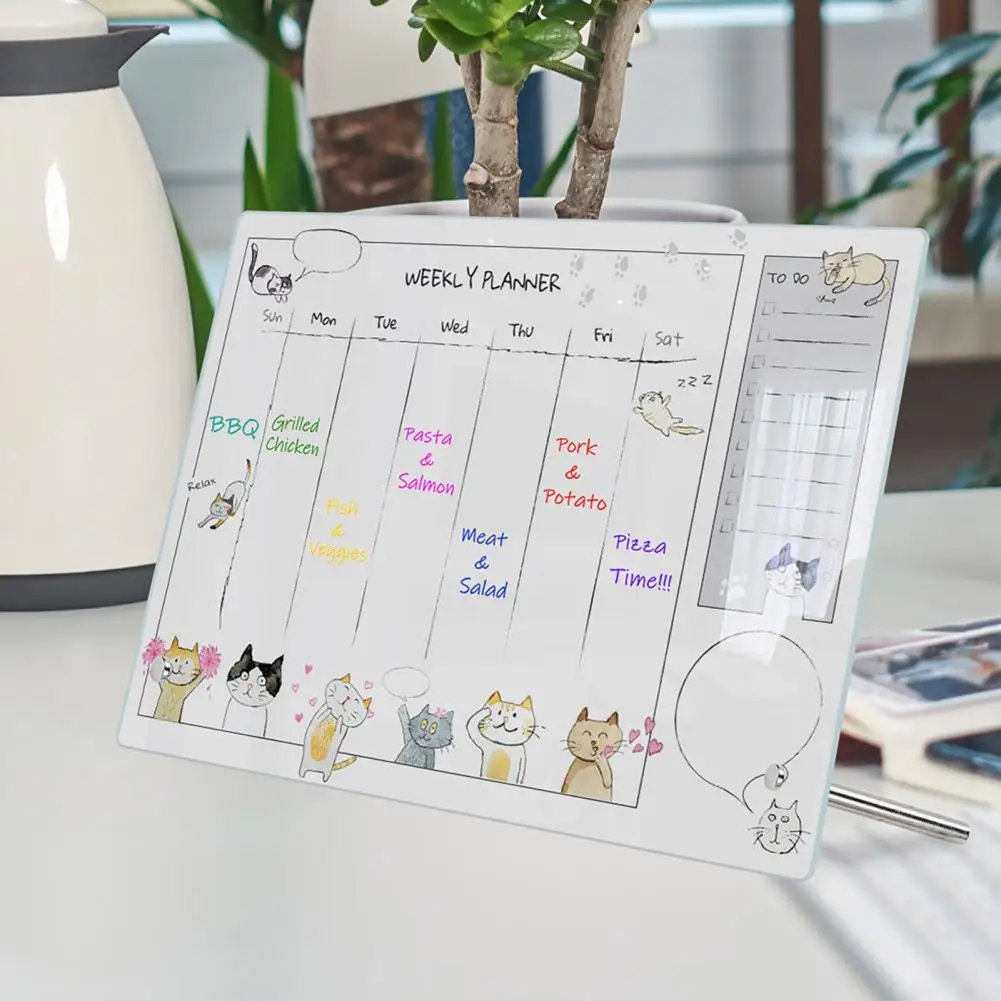 

Fun Message Board Acrylic Desktop Whiteboard Calendar Weekly Planner with Stand Small Office Reminder Display Board for Home