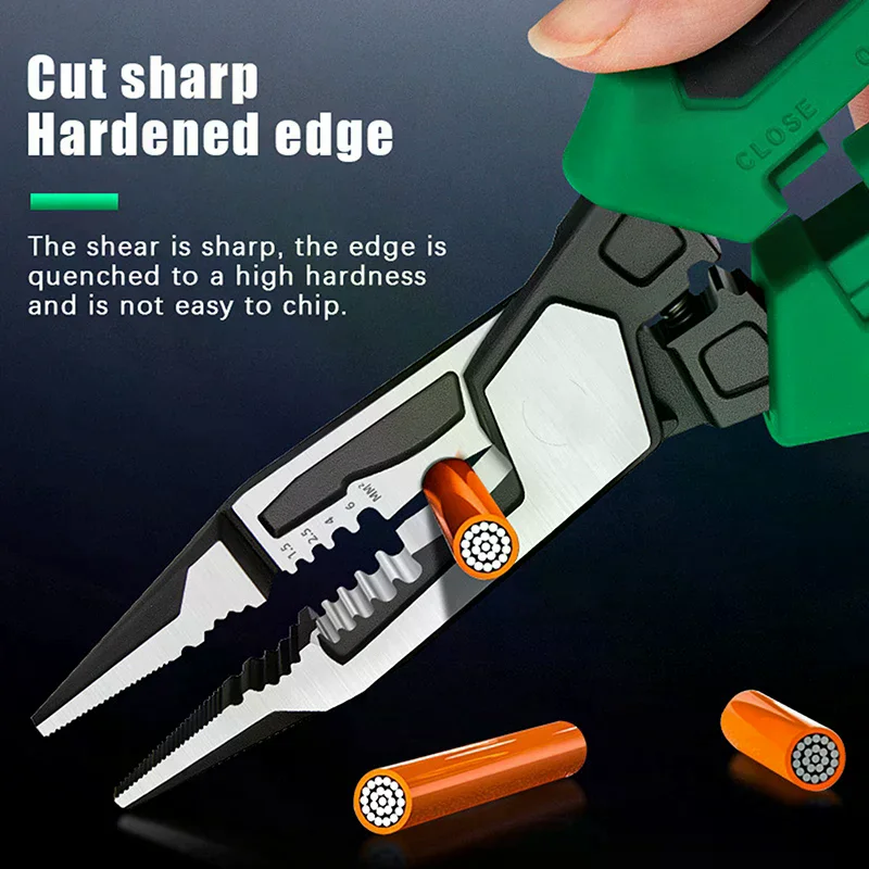 Multifunctional Wire Stripping Pliers With Digital Display Voltage Testing Cable Cutting Crimping Pliers Electrician Pliers