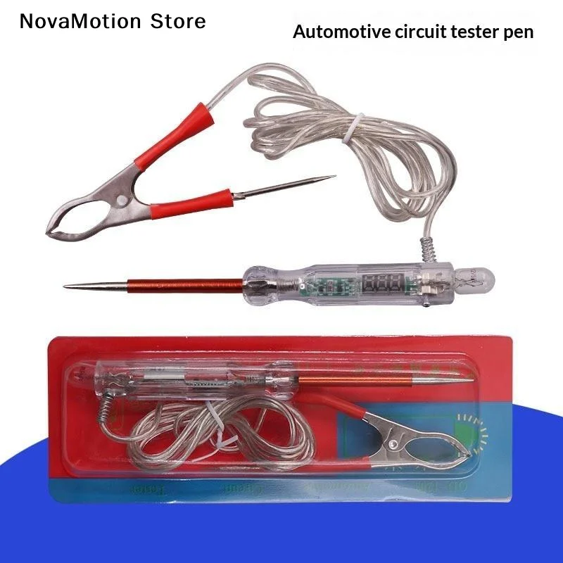 6V 12V 24V DC Car Truck Voltage Circuit Tester Digital Display Long Probe Test Pen Light Bulb Automotive Repair Diagnostic Tools