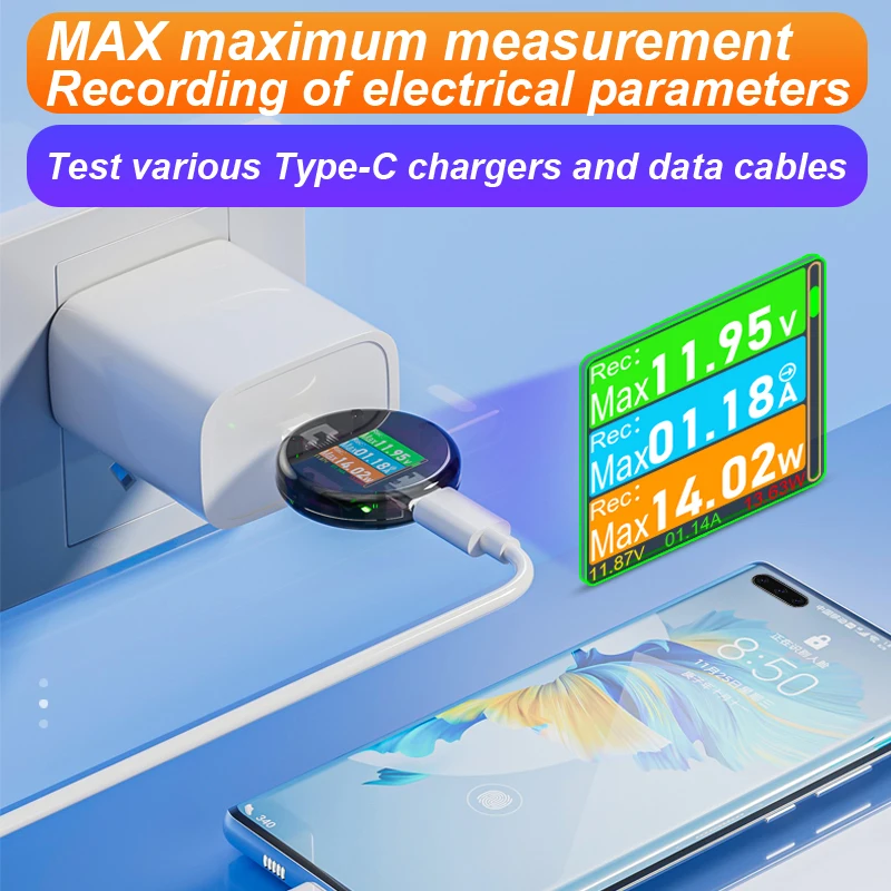 Type-C Tester DC Digital Voltmeter Amperimetro Voltage Current Meter Volt Amp Ammeter Detector Power Bank Charger Indicator 12A