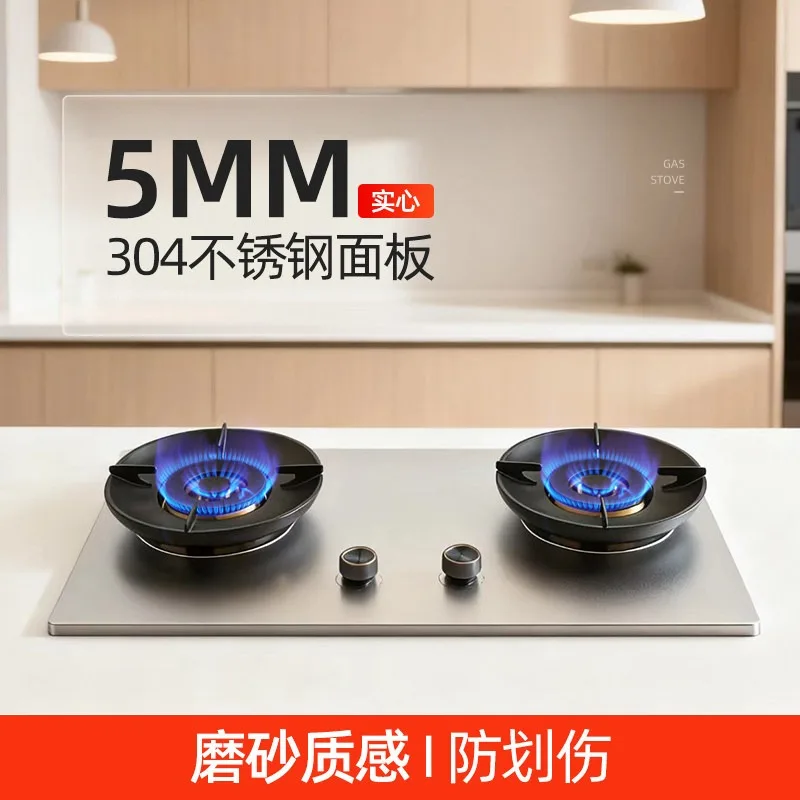 Stainless steel panel energy-gathering binocular embedded natural gas liquefied gas fire stove household European style