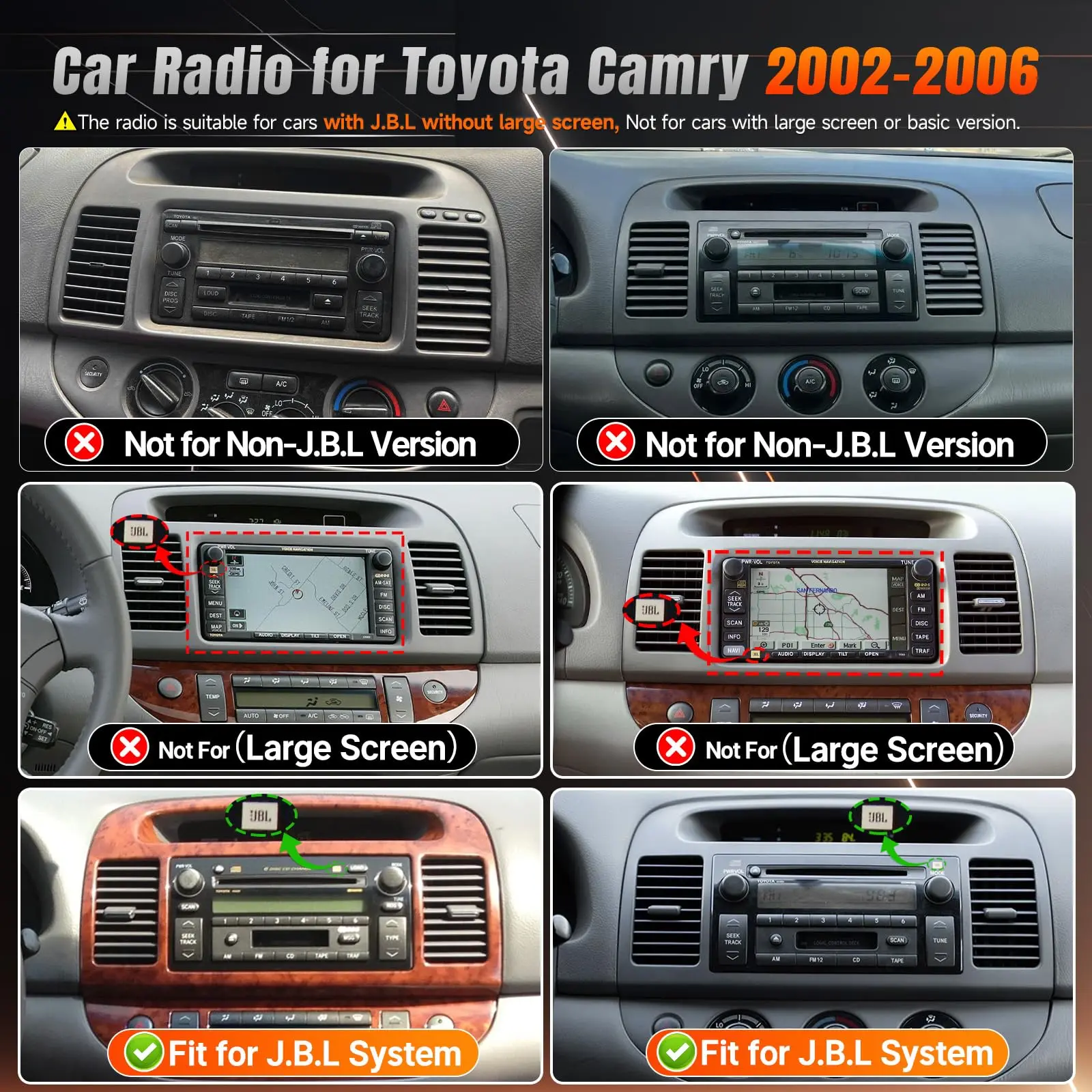Linux Car Radio for Toyota Camry 2002 2003 2004 2005 2006 2006 (J.B.L Ver.)  with Audio Wireless Apple Carplay Android Auto