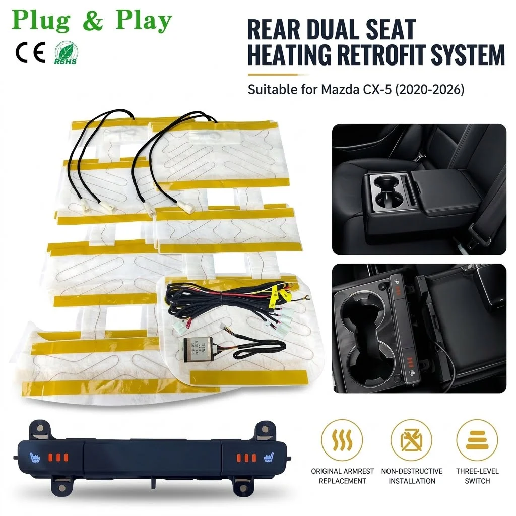 Built-in Car Seat Heating Kit Fit For Mazda CX-5 2020-2026, Dedicated Heating Pad Dedicated Switch,Fit Rear Dual Seats