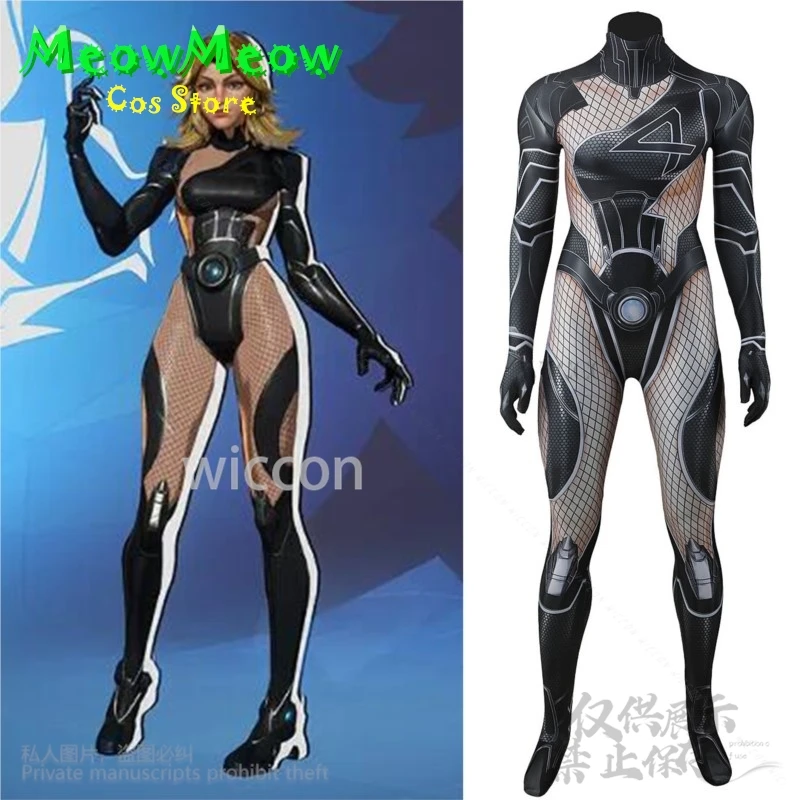 أنيمي لعبة المنافسين تأثيري سوزان سو ستورم ريتشاردز زي القوطية مثير الأسود الدانتيل متابعة بذلة ارتداءها الباروكات هالوين مخصصة #2