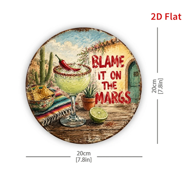 2D Flat - 1pc 2D Flat Decorative Sign, [2Dflat], 19.99X19.99 cm - Blame It on The Tequila Sign, Kitchen Bar Mexican Decor, Vinta