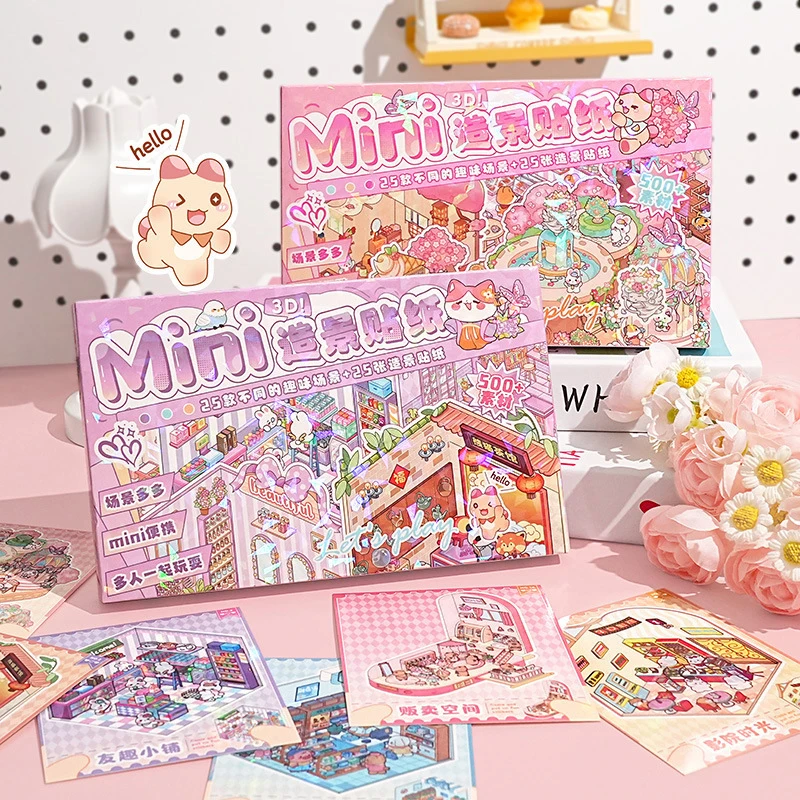 Unique DIY Cartoon Scene Stickers Pack; 25 Unique Landscapes; Perfect Birthday Surprise for Kids