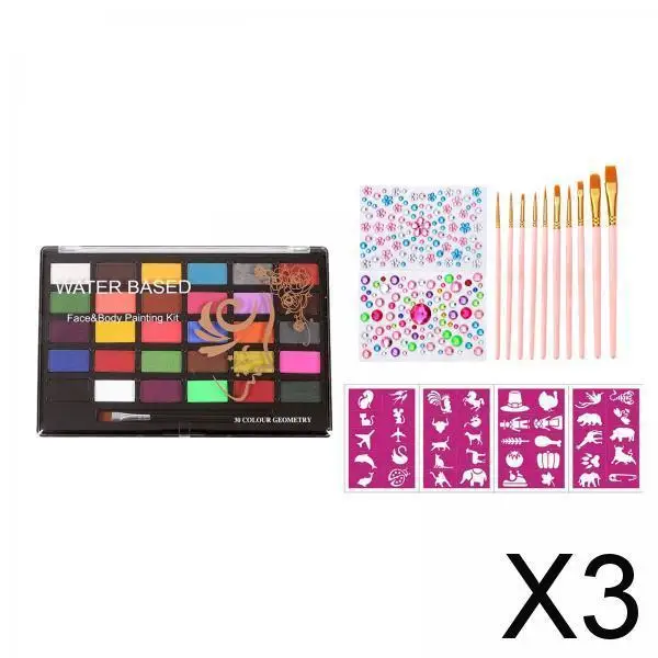 لوحة احترافية لطلاء الوجه والجسم مائية مكونة من 30 لونًا لأداء مرحلة الهالوين للأطفال #1