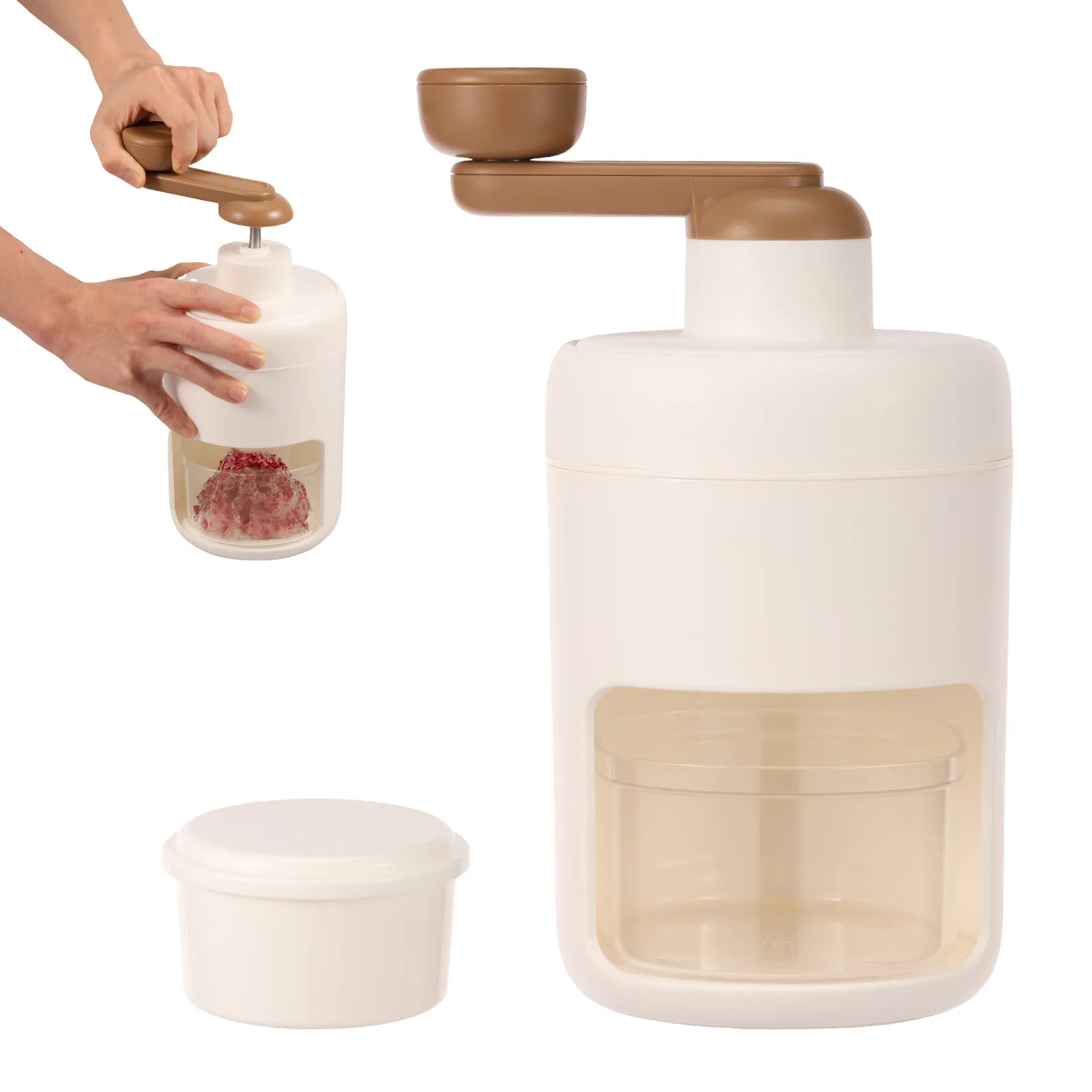 

Hand Crank Operated Ice Crusher Small Manual Snow Cone Maker Kitchen Ice Shaver Machine for Making Fruit/Milk/Beverage Smoothies