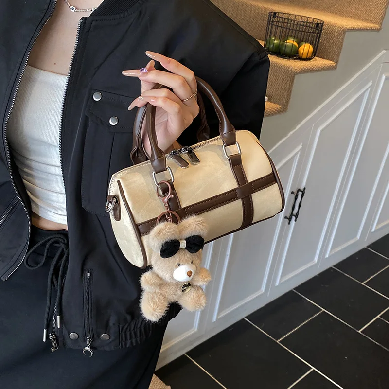 Nieuwe matte schoudertas voor dames, vintage kussen crossbody portemonnee, zachte kunstleren cilindertas voor dagelijks gebruik en daten ​