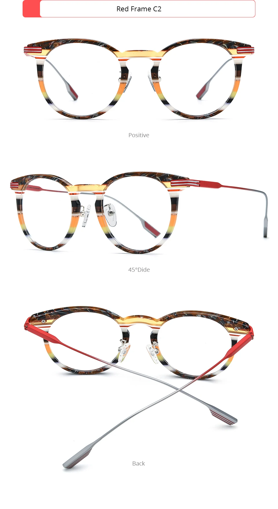 FONEX Acetat Titan Brille Rahmen Frauen Neue Marke Design Vintage Retro Runde Brillen Männer Japanische Brillen Brillen 85891 – Detail 8