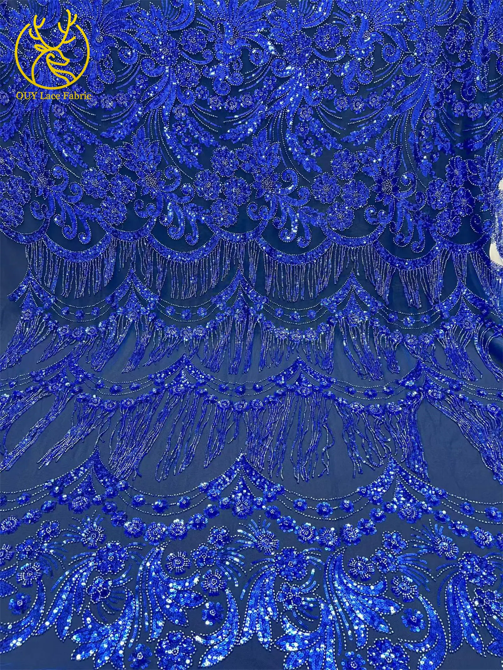 Afrikanischer 3D-Quasten-Perlen-Spitzenstoff 5 Yards Französischer Tüll Pailletten-Spitzenstoff Nigerianischer Netzspitzenstoff für Hochzeitskleider – Detail 12