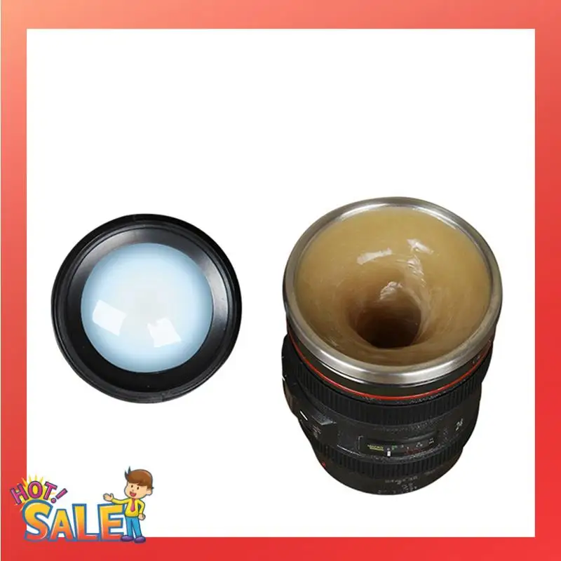 ABCL Stainless Steel Self Stirring Coffee Mug Camera Lens Coffee Mug Multipurpose Photographer Camera Mug Personalized Gift Dura
