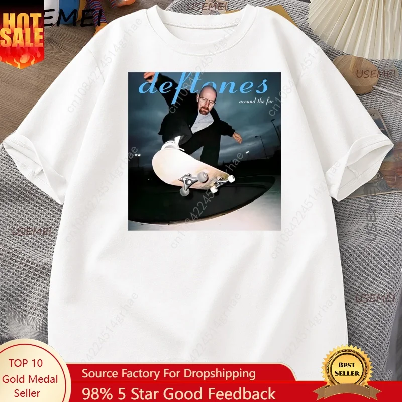 Walter White Breaking Bad Skateboarding T Shirt Men Funny Cotton Short Sleeve Deftones T-shirts Man Clothing Streetwear Clothes