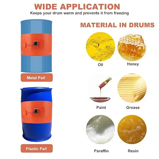 Custom Electric Oil Drum Silicone Heating Belt Silicone Band Drum Heater Silicone Rubber Heater Oil Gas Tank Metal Barrel Heater