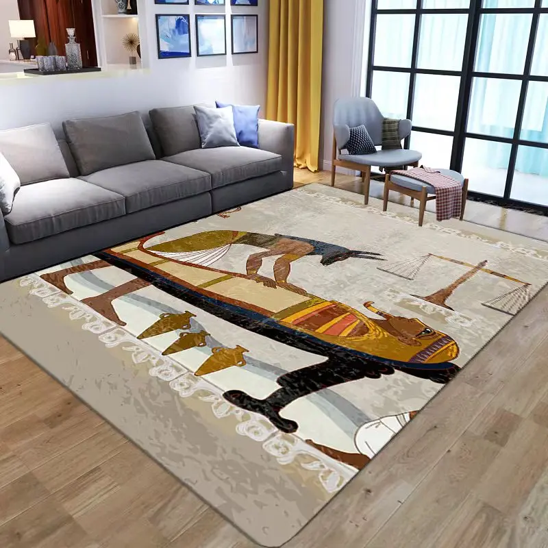 Ancient Egypt Carpet God Egyptian Pharaoh 3D Art Printed Carpets for Living Room Bedroom Decor Anti-slip Floor Mat Soft Area Rug