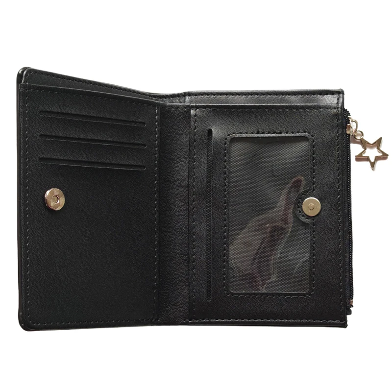 Death Note Anime Black PU Leather Short Wallet with Card Holders Zipper Pocket for Boys Girls Gift