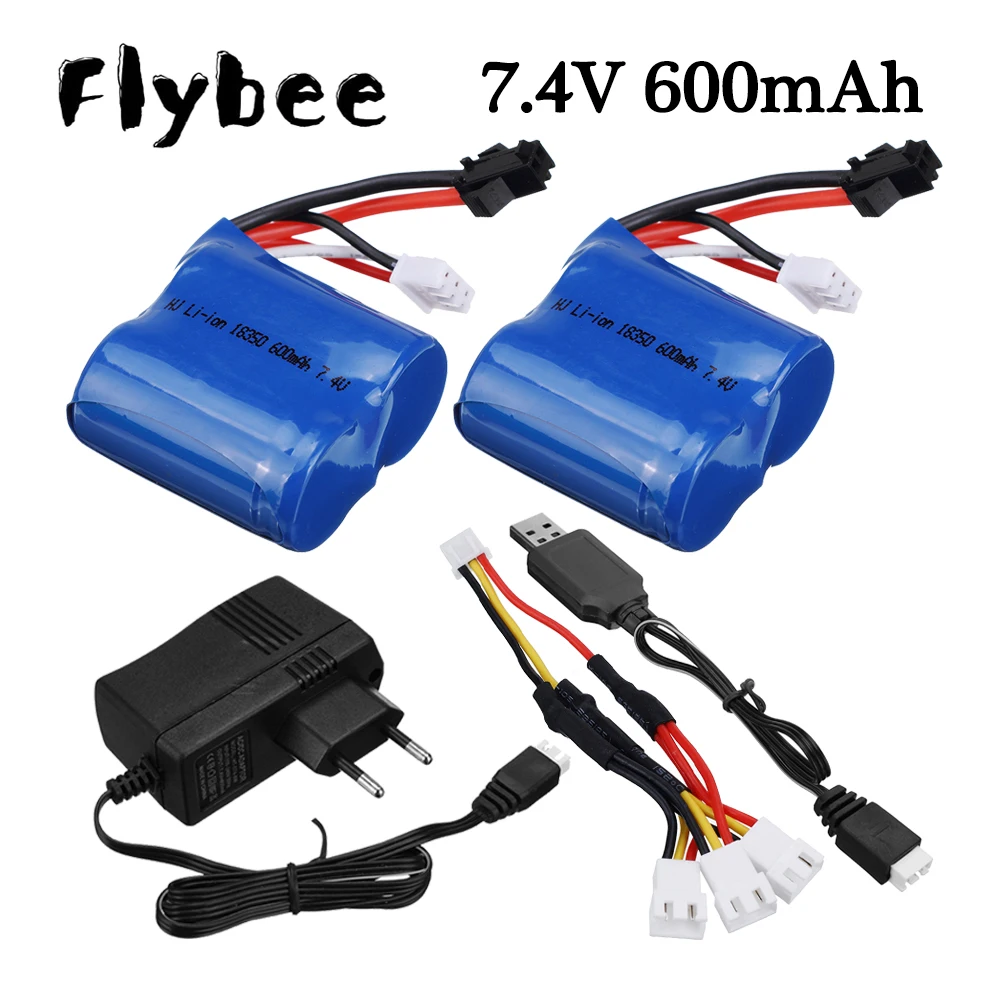 7.4v 600mAh Li-ion battery + 7.4V Charger sets for H100 H102 H106 18350 7.4v Battery for JJRC S1 S2 S3 S4 S5 High Speed RC boat