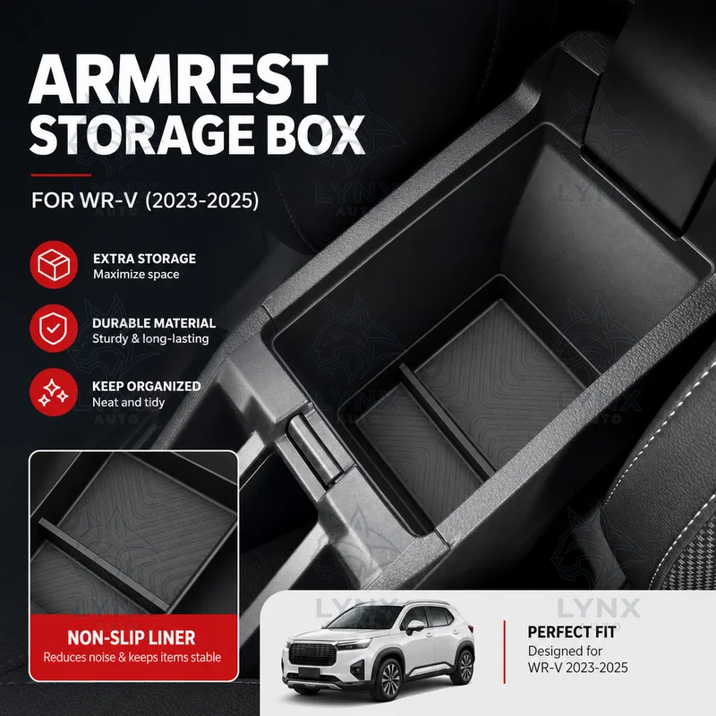 For 2023 2024 2025 Honda WRV Armrest Bottom Storage Box Car Organizer Tray Insert Car Supplies Modification Accessories
