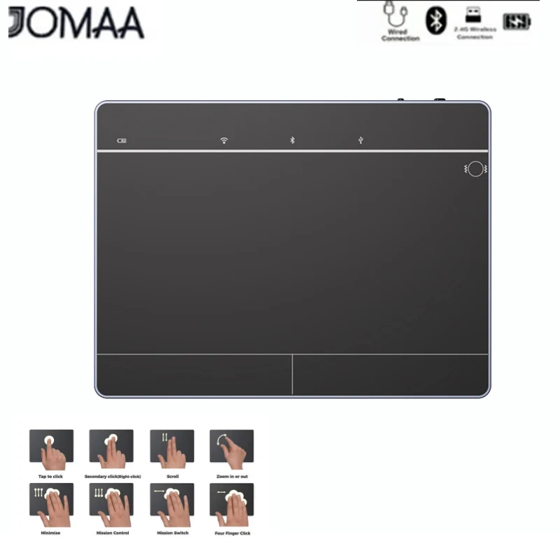 JOMAA Three Mode Wireless Bluetooth Trackpad Mouse for Windows 10/11 High-Precision Touchpad Mouse with Left and Right Click