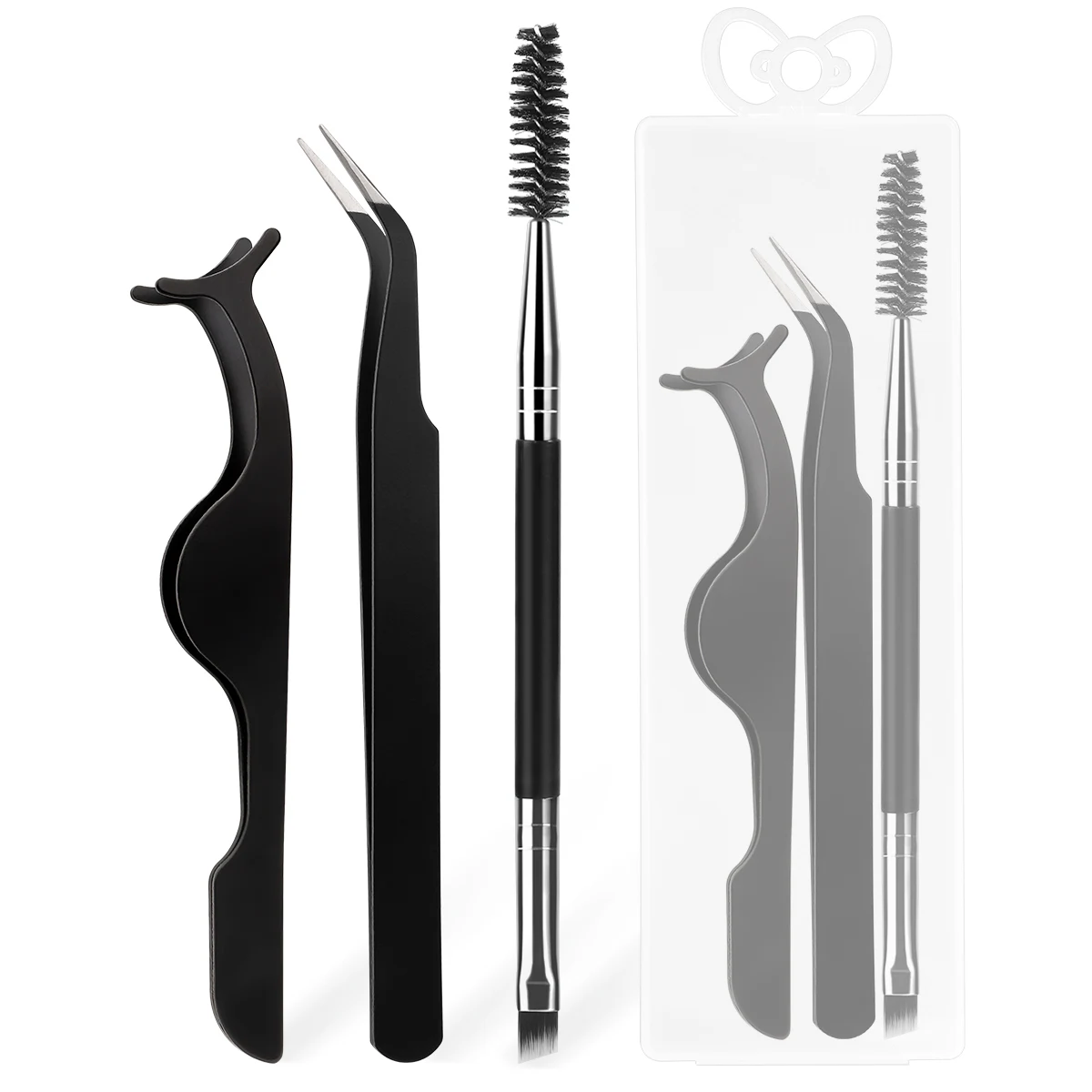 Juego de herramientas para pestañas de 3 uds con caja de almacenamiento, herramienta de asistencia para pestañas postizas y cepillo para pestañas, utilizado para peinar y injerto de pestañas