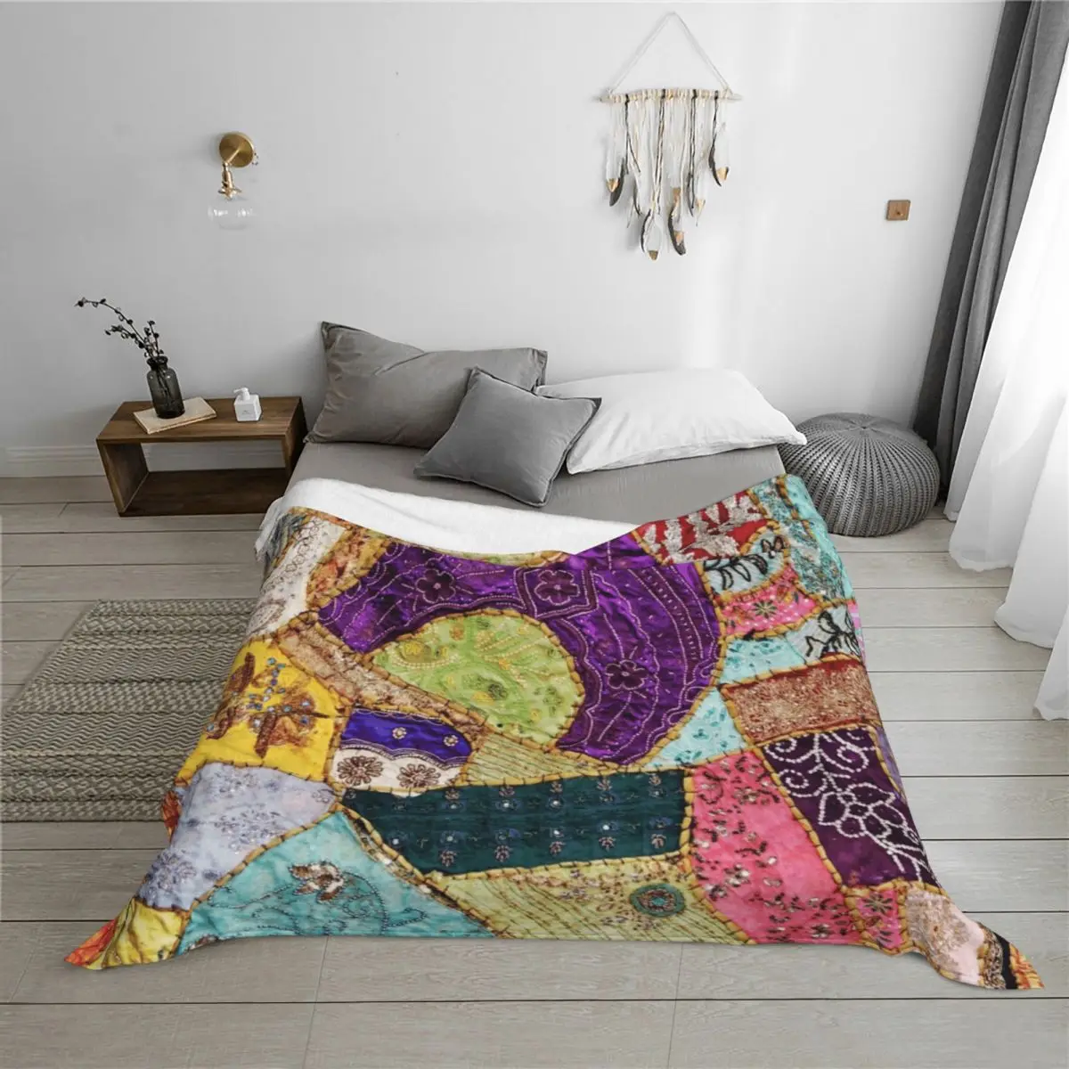 ผ้าห่มลายปะติด ผ้าห่มหรูหรา หนานุ่ม ลายสก็อต สำหรับตกแต่งโซฟา ผ้าห่มสำหรับเด็ก