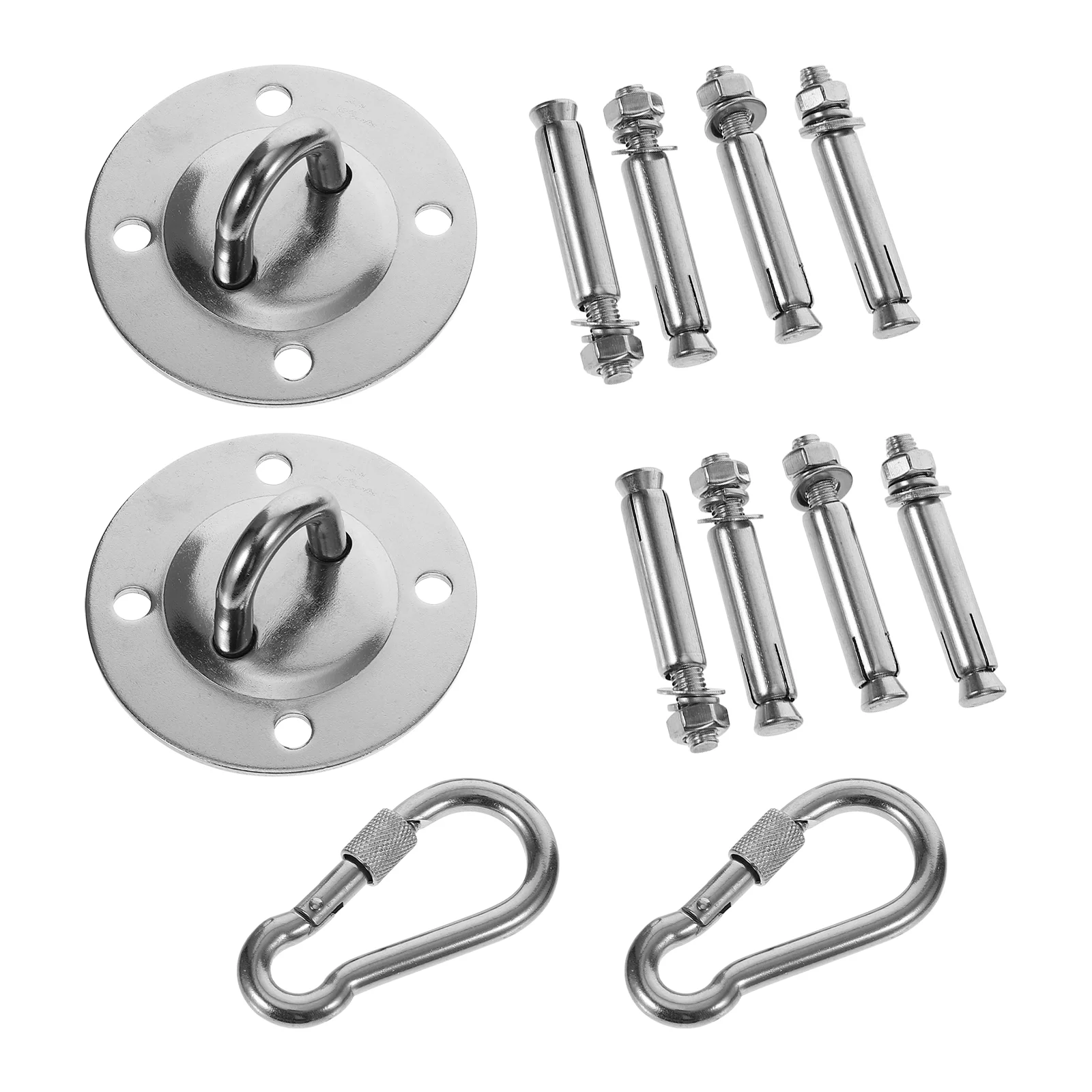 

2 Sets Stainless Steel Buckle Aerial Hangers Hanging Swing Hook Suspension Yoga Hammock Ceiling Hooks