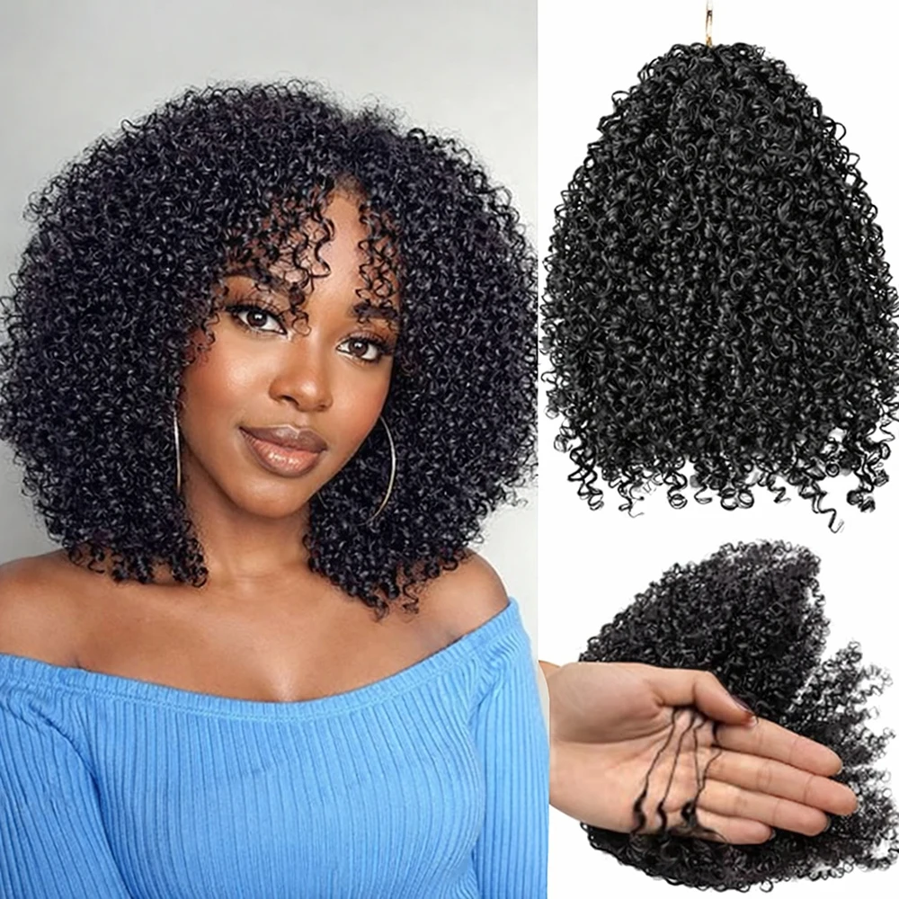 

Маленькие спиральные кудрявые волосы для плетения крючком, 12A, афро-кудри, для причесок бохо-твист, волосы для плетения крючком в стиле «перья»