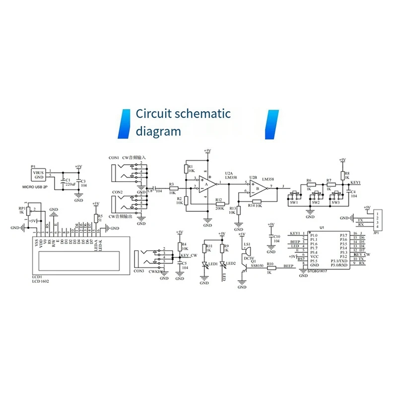 Upgraded HU-069B CW Morse Code Decoder Trainer Parts Electronic DIY Circuit Board Welding Practice Kit