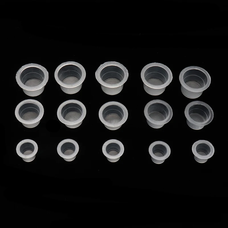 Disposable Plastic Tattoo Ink Cups Clear Pigment Holder Cups Tattoo Color Container Makeup Eyebrow Tattoo Pigment Storage Tools