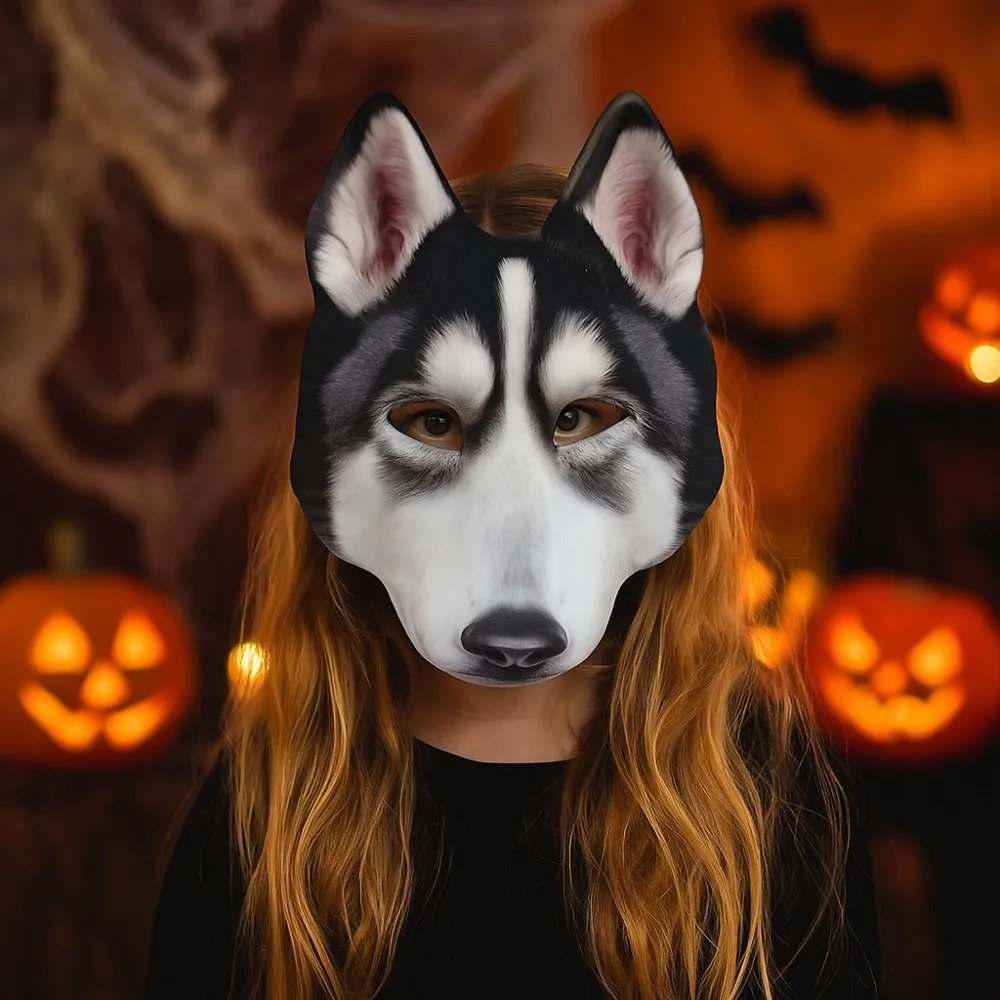

Funny Wolf Halloween Werewolf Mask Party Props Cosplay Tiger EVA Mask Husky Elastic Strapy Animal Half Face Mask Masquerade