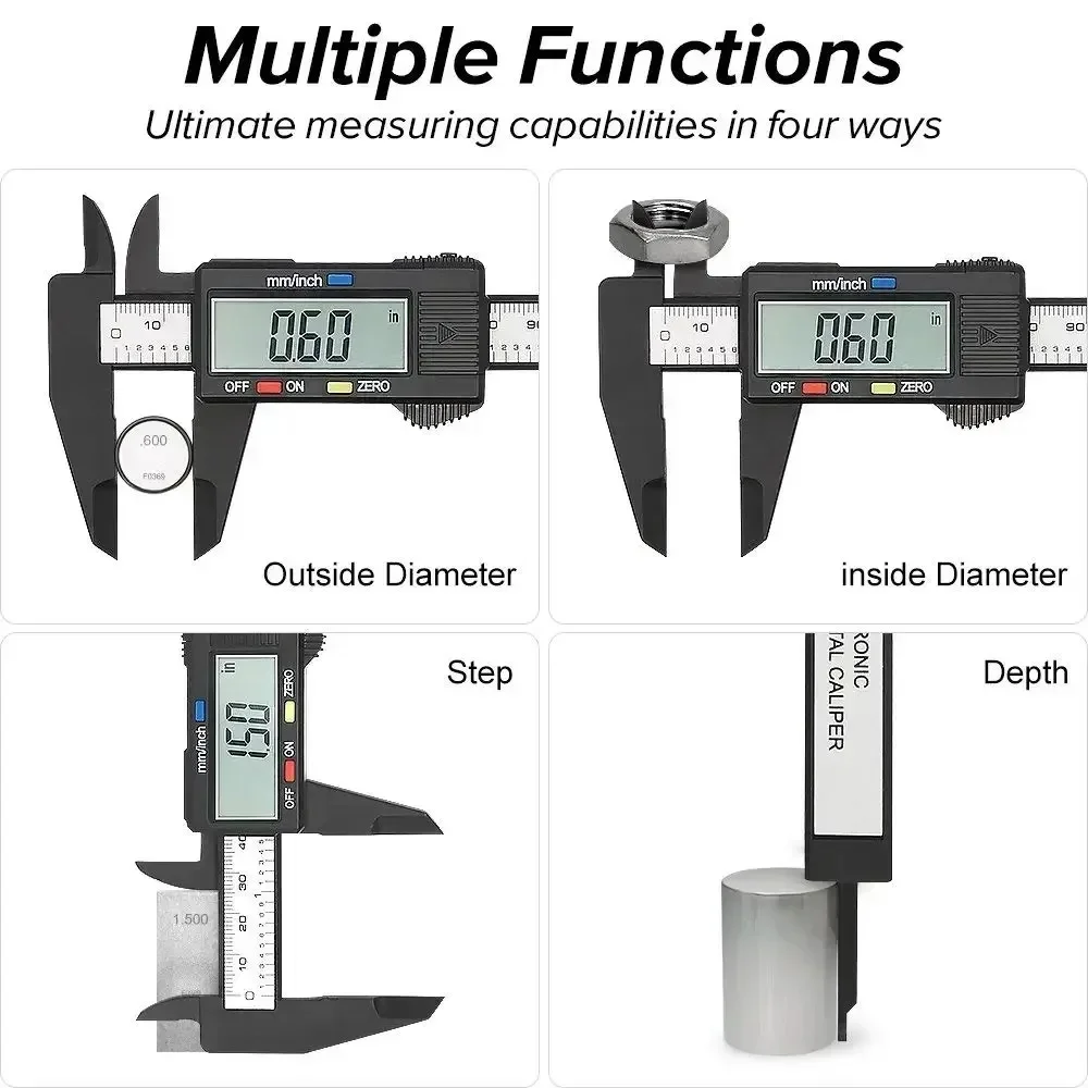 Imagem -05 - Electronic Digital Caliper Carpintaria Ferramentas Carbon Fiber Dial Tool Medição Microcirculação Pied a Coulisse Mão 150 mm