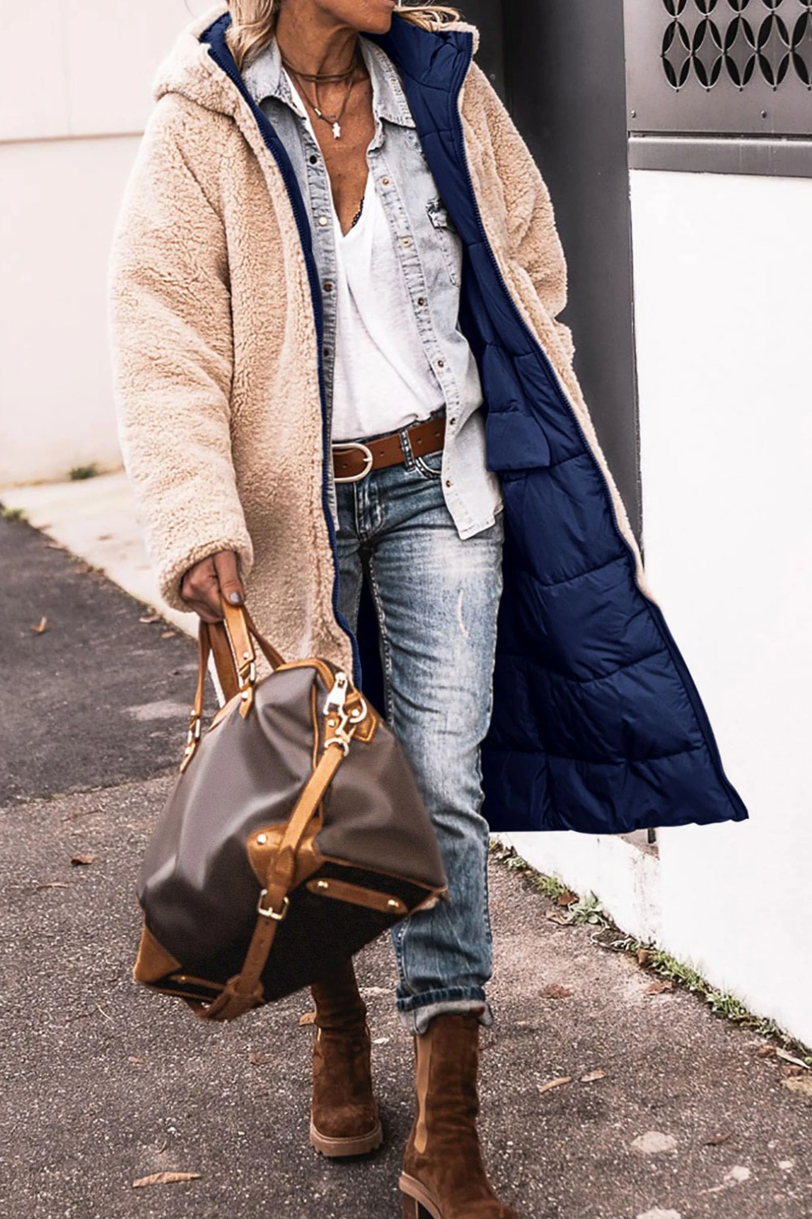 زائد حجم أزياء المرأة عارضة الشتاء معطف دافئ سترة المرأة الصوف سترة الصوف طويلة مقنعين ملابس خارجية